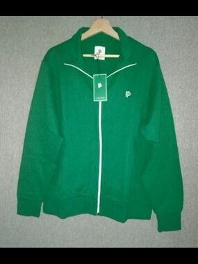 Men's Green Full-Zip Performance Tennis Jacket with Contrast Trim